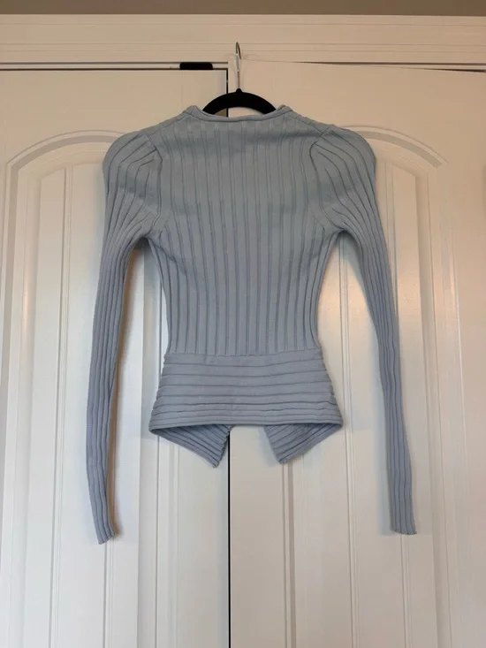 Stella McCartney Light Blue Ribbed Knit sweater, made in Italy, XS - Picture 6 of 9